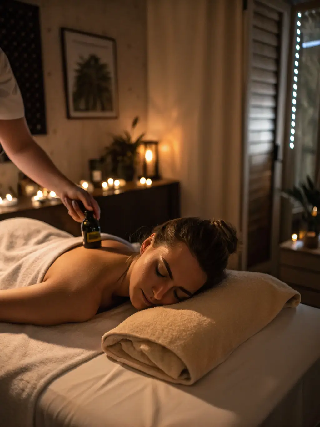 Image of a massage therapist performing a Swedish massage on a client in a serene spa environment, emphasizing relaxation and gentle touch.